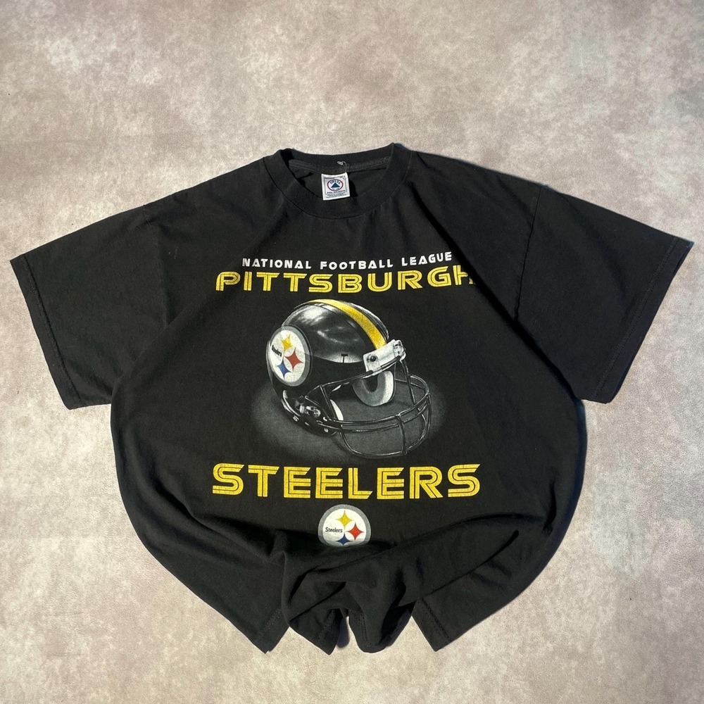 Vintage Pittsburgh Steelers Football NFL Helmet Tee Shirt